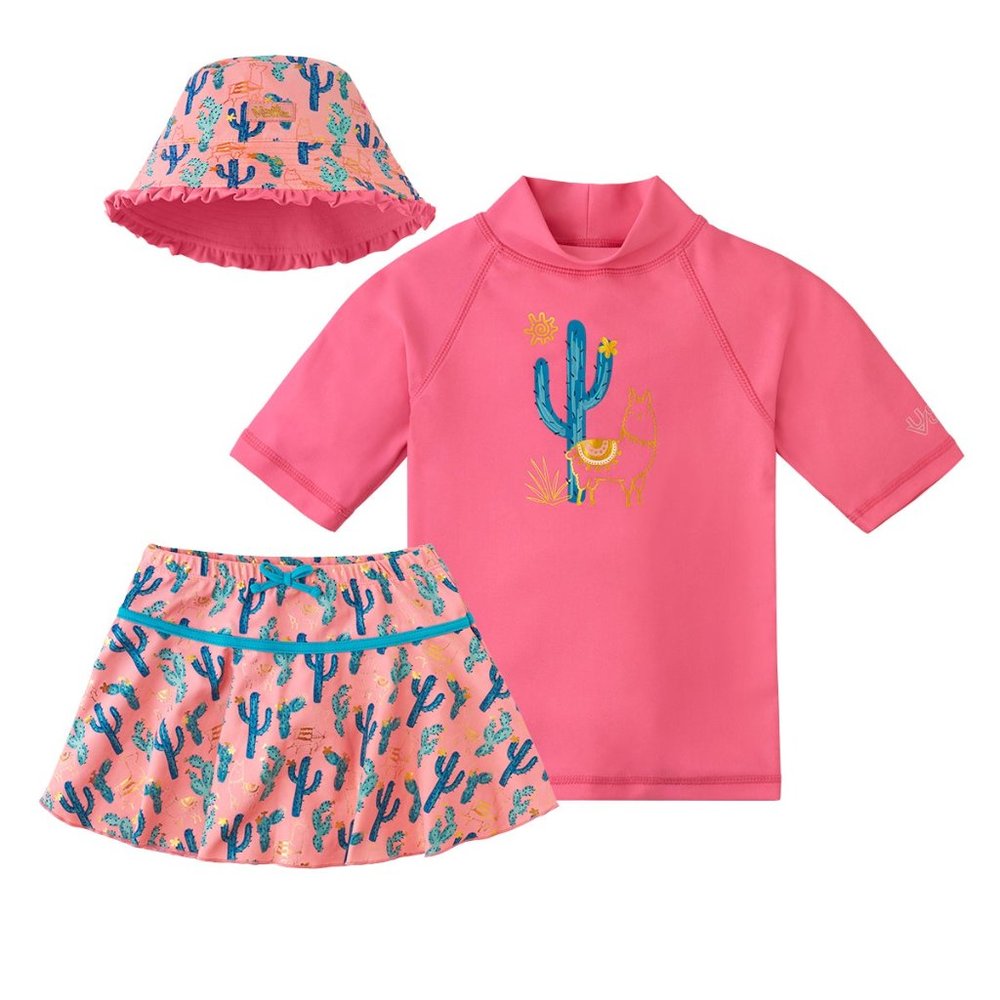 UV Skinz 4 pc protective swim set, reversible hat, & Touchat Cactus Towel 6 NWT